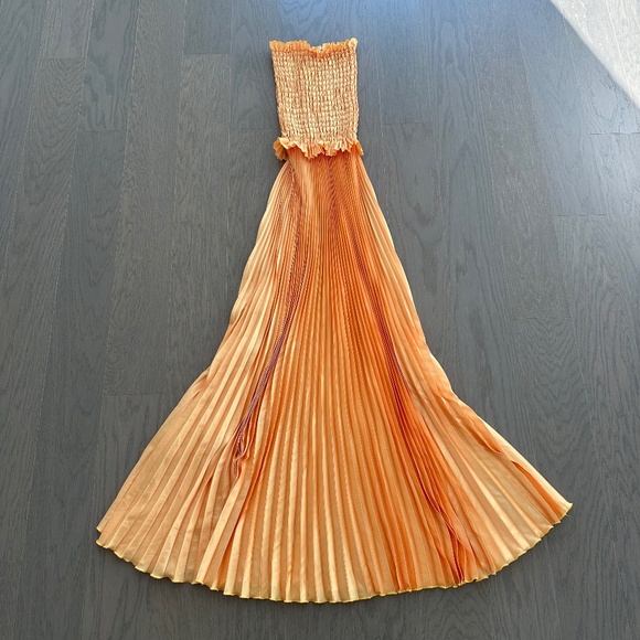 L'IDEE MAYA Yellow Gold Strapless Pleated Maxi Dress Stretch - US 2 XS - Picture 2 of 8